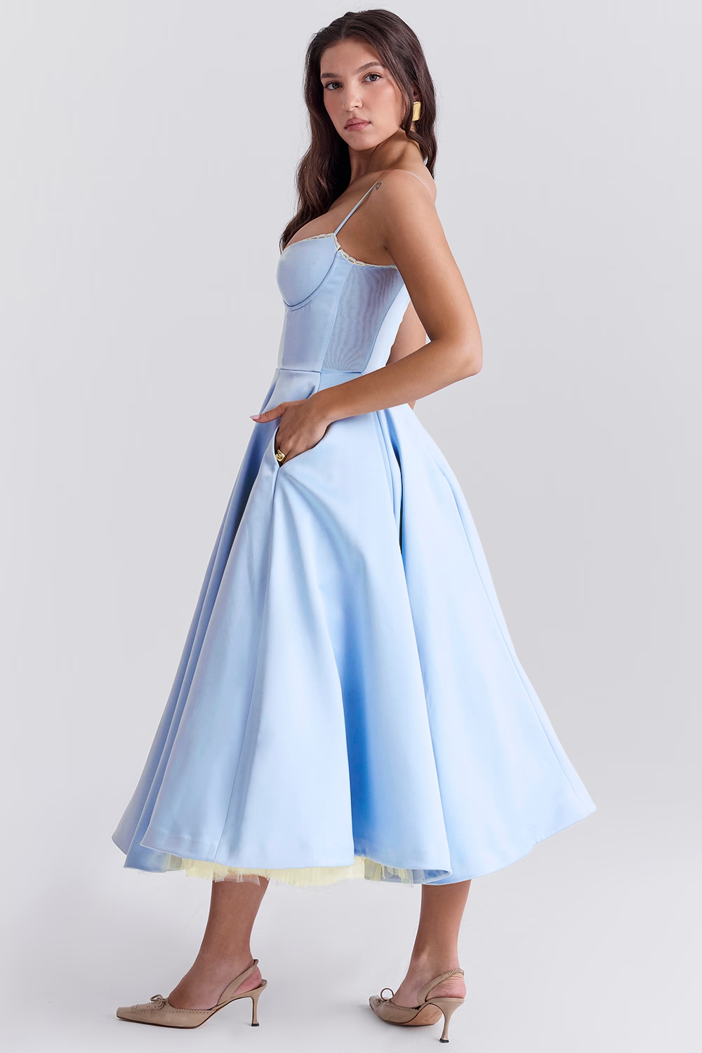 Damen Abendkleid – Elegante Silhouette – Fließender Rock – Praktische Taschen-6